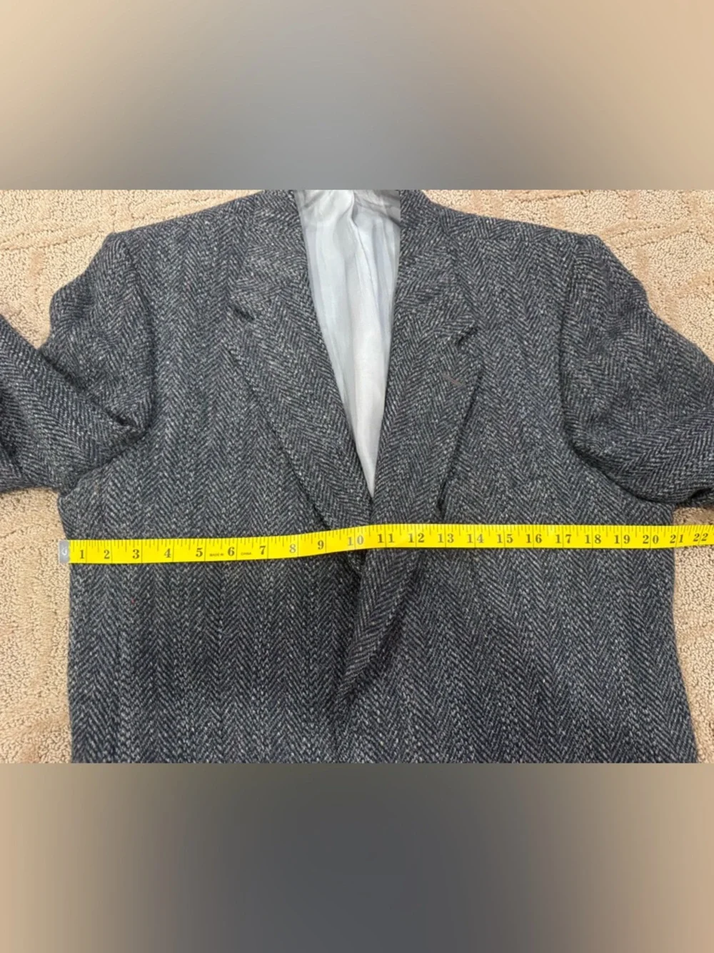 VTG Harris Tweed Blazer Wool Sport Coat Charcoal Grey Herringbone with Donegal - Picture 11 of 16
